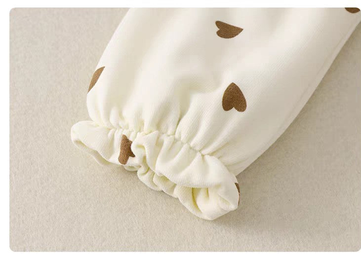 Cute Baby Girl Corduroy Romper Set | Soft Cotton Heart Print Outfit (Pink & Mustard)