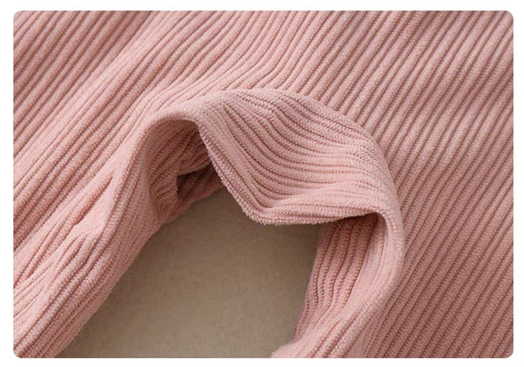 Cute Baby Girl Corduroy Romper Set | Soft Cotton Heart Print Outfit (Pink & Mustard)